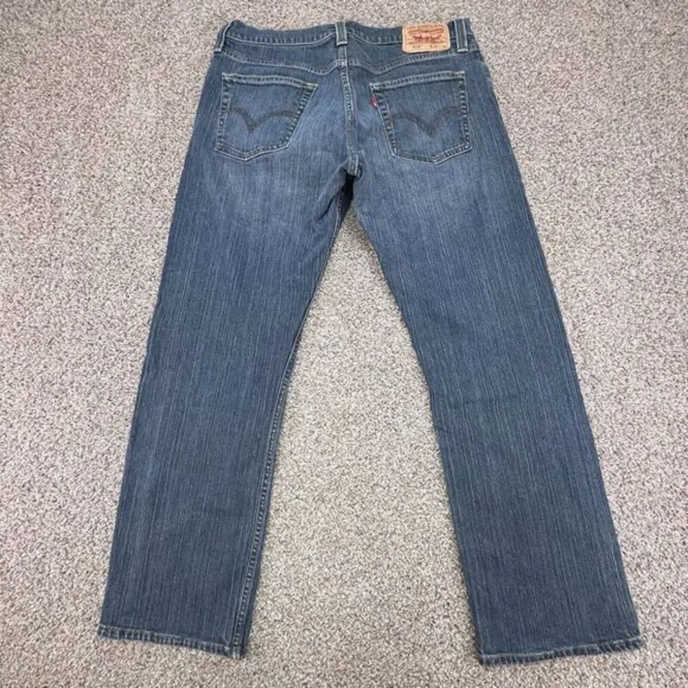 Levi's 514 Jeans Mens 34x30 Slim Straight Denim Medium‎ Wash Blue Actual
